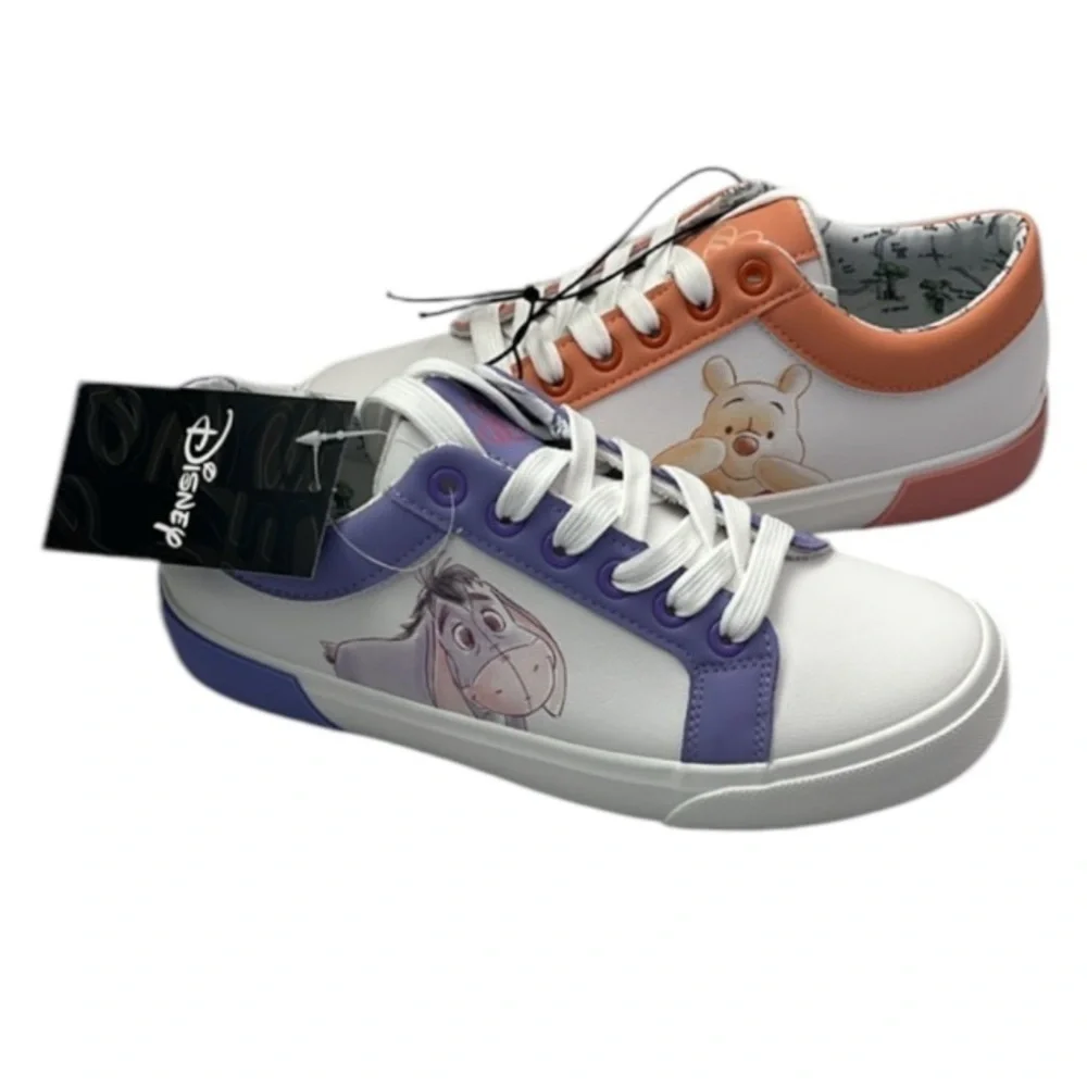 🆕 Disney Women's Winnie the Pooh and Eeyore Low-Top Court Sneakers Size 6